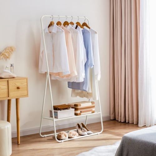 White store clothing rack